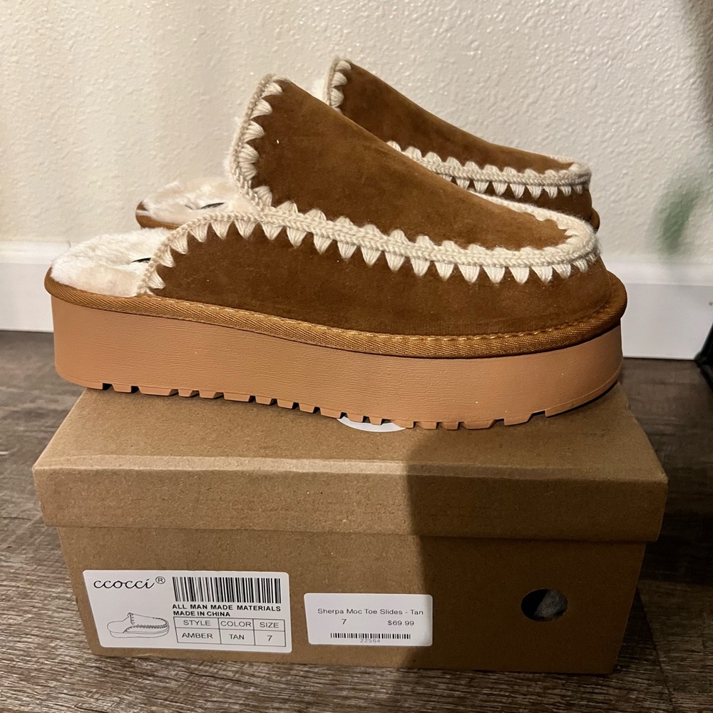 Ccocci fur lined platform slip ons